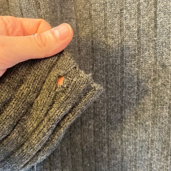 Gap Unisex Grey 100% Lambswool Crewneck Rib knit Fisherman Sweater Oversized SM - Picture 4 of 13